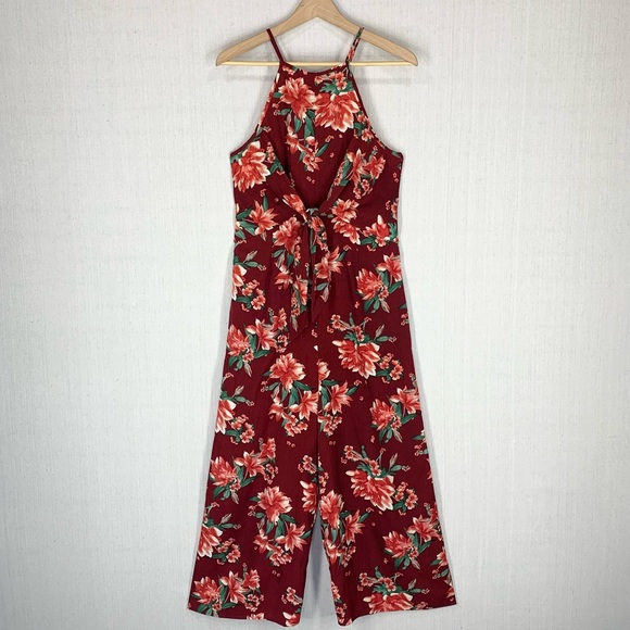 Entro~Women’s Sleeveless Jumpsuit~Cropped Wide‎ Leg~Hawaiian/Tropical Print~Sz M - Picture 1 of 11